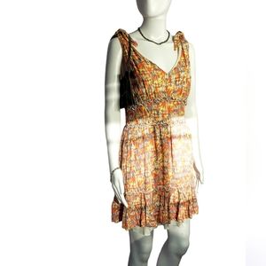 Gypsies & Moondust Prairie Boho Watercolor Tie Dye Sleeveless Dress L